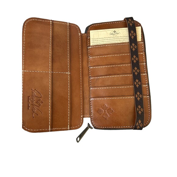 Patricia Nash Map Print Zip Around Leather Wallet Travel Organizer Brown NEW